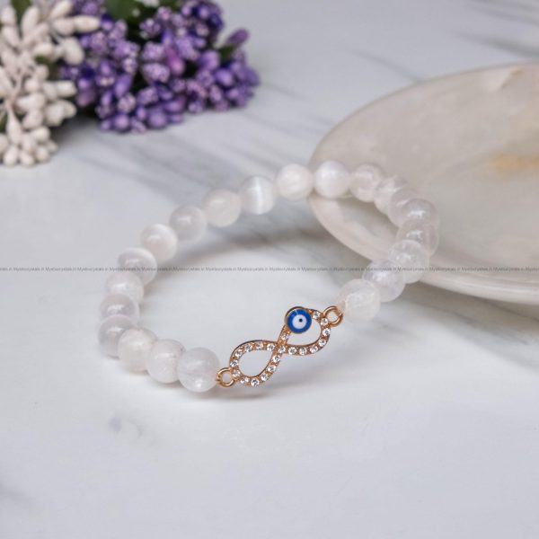 Selenite Infinity Charm Bracelet