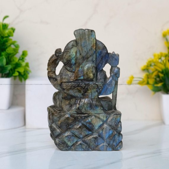 Labradorite Shiva Statue for Spiritual Healing, Intuition, and Home Decor
