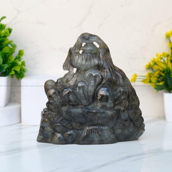 Labradorite Lord Shiva Idol for Positive Energy, Home Decor & Meditation