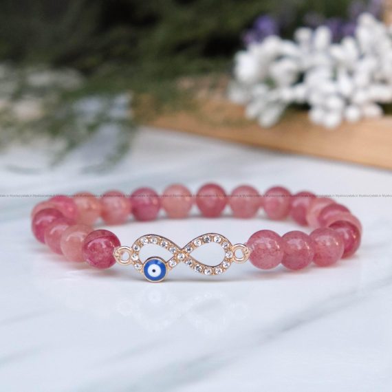 Cherry Quartz Infinity Charm Bracelet