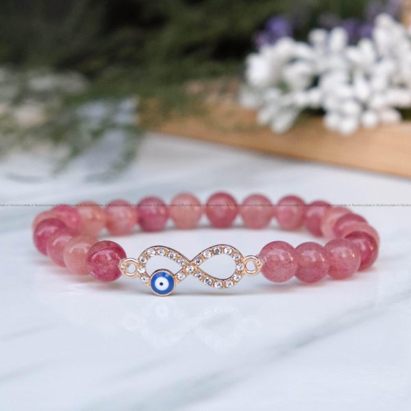 Cherry Quartz Infinity Charm Bracelet