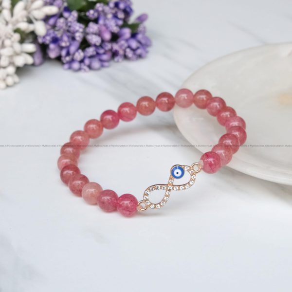 Cherry Quartz Infinity Charm Bracelet