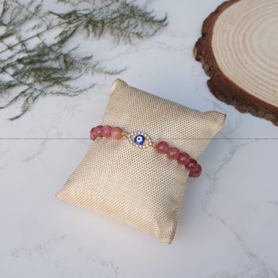 Cherry Quartz Evil Eye Charm Bracelet
