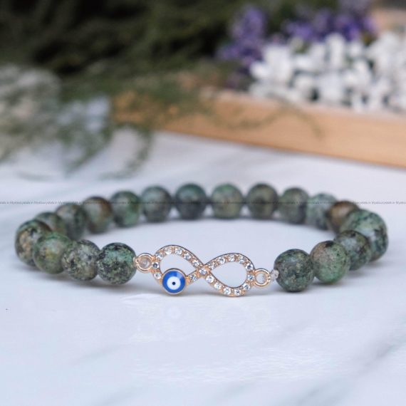 African Turquoise (Firoza) Infinity Charm Bracelet