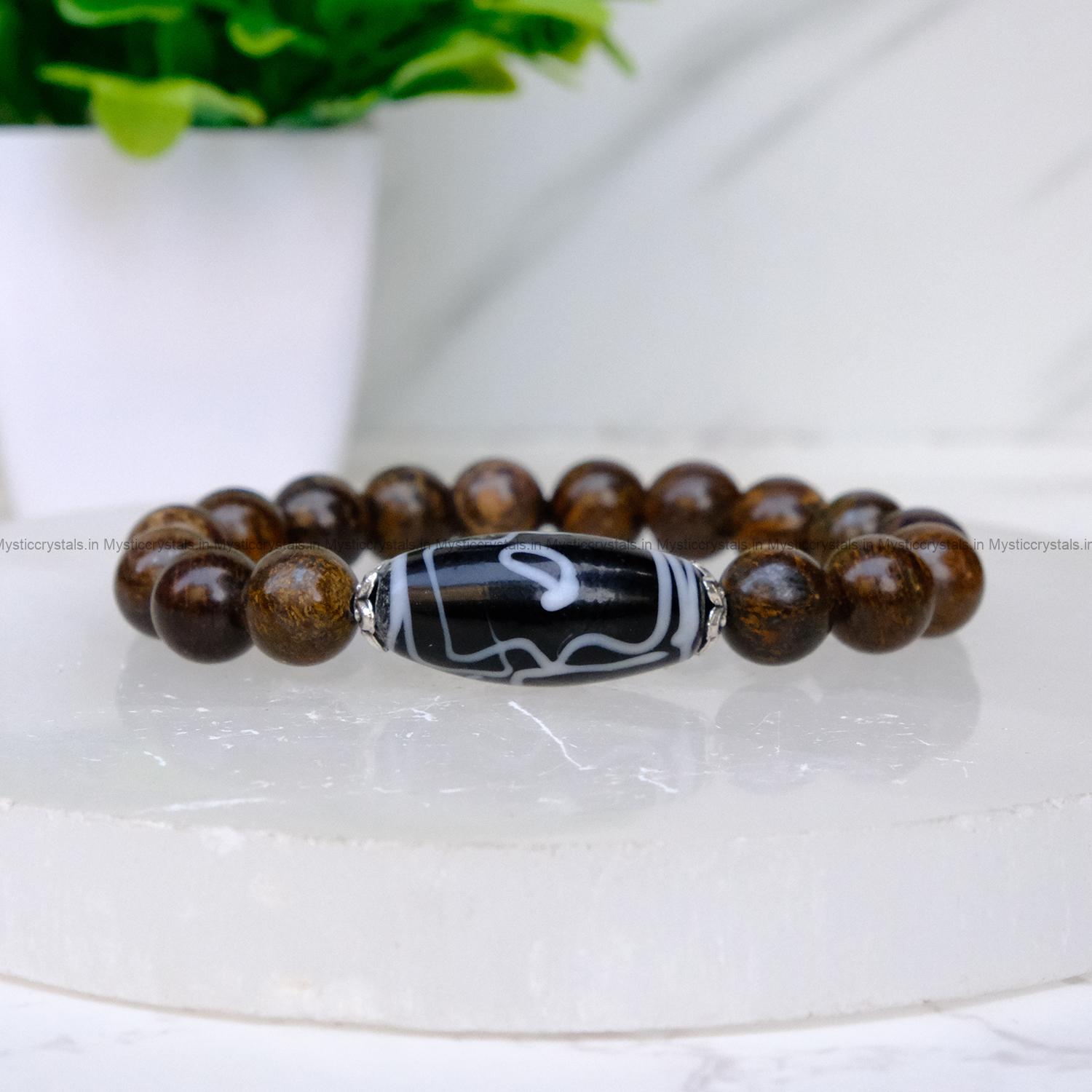 Bronzite with Tibetan 3 Eye Dzi Bead Bracelet