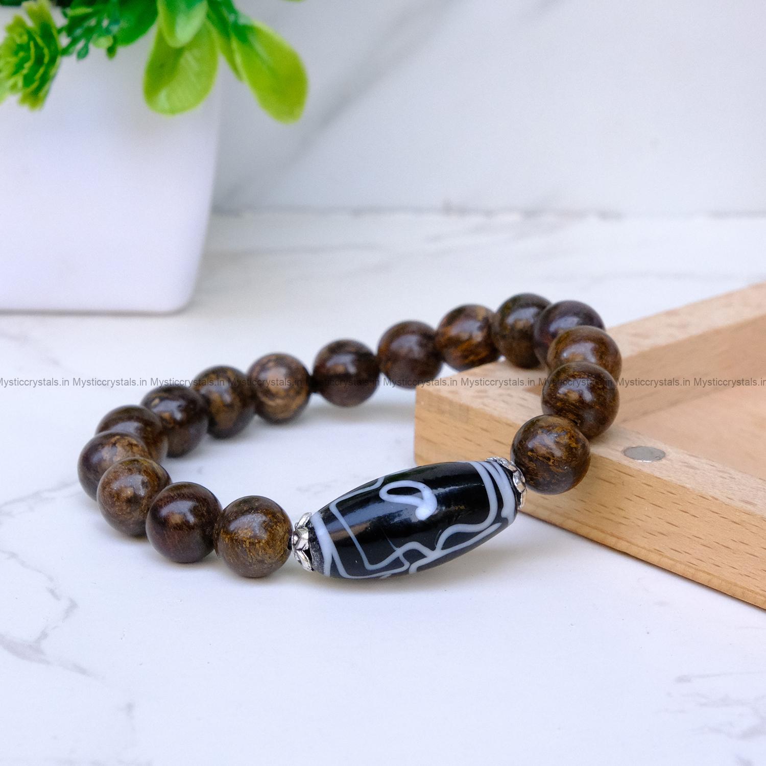 Bronzite with Tibetan 3 Eye Dzi Bead Bracelet - Image 2