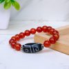 Carnelian with Tibetan 3 Eye Dzi Bead Bracelet