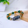 Citrine Golden Hematite and Green Aventurine with Tibetan 3 Eye Dzi Bead Bracelet - Image 2
