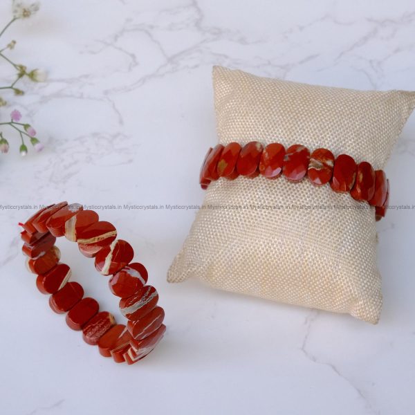 Red Jasper Oval Faceted Bracelet