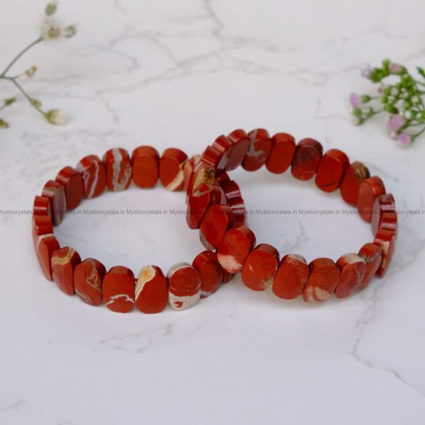 Red Jasper Oval Faceted Bracelet