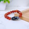 Red Sulemani with Tibetan 3 Eye Dzi Bead Bracelet