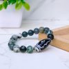 Tree Agate with Tibetan 3 Eye Dzi Bead Bracelet - Image 2