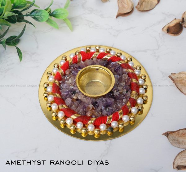 Amethyst Rangoli Crystal Diya