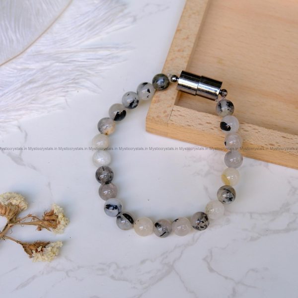 Rutilated Quartz Metallic Magnetic Bracelet