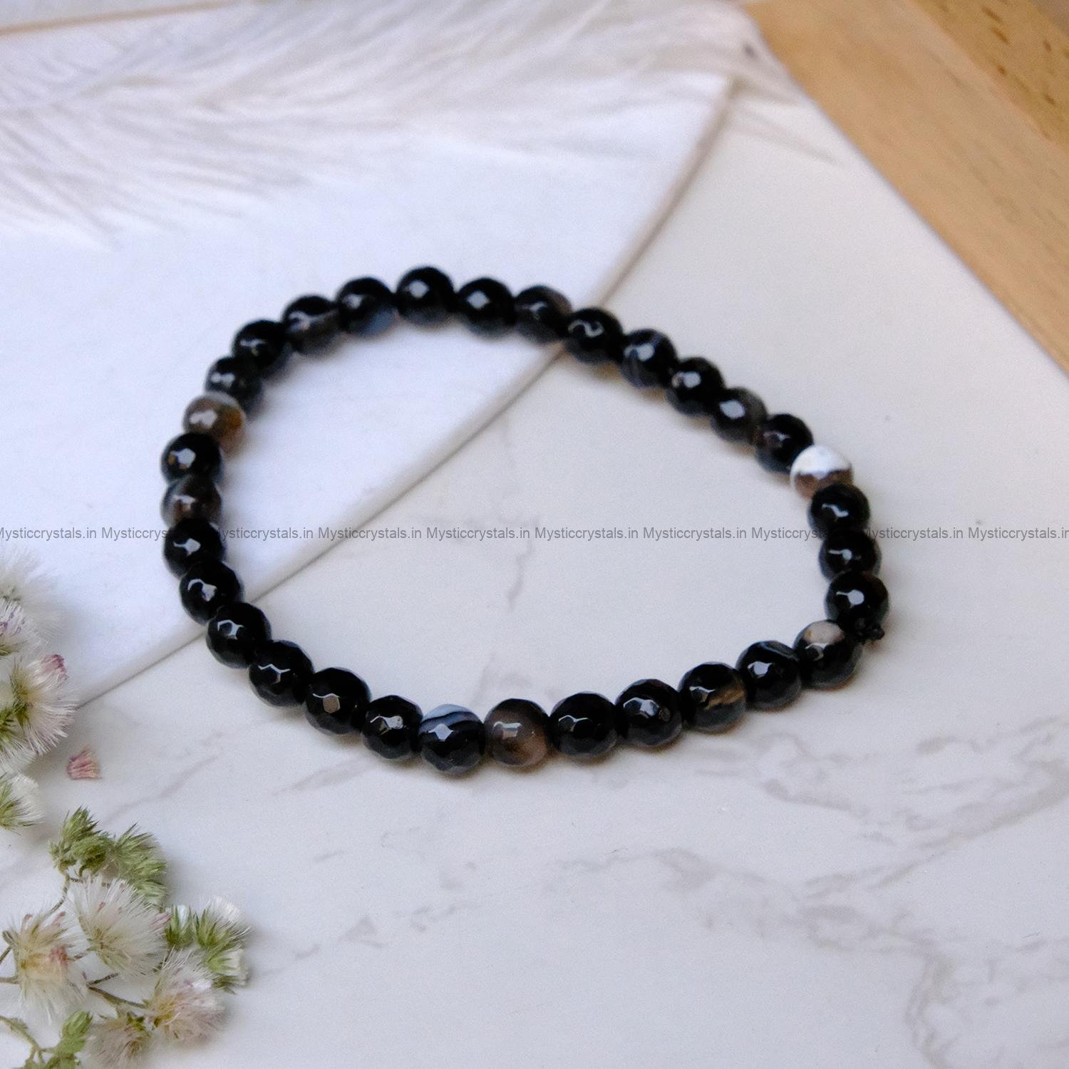 Black Sulemani 6 mm Diamond Cut Bracelet