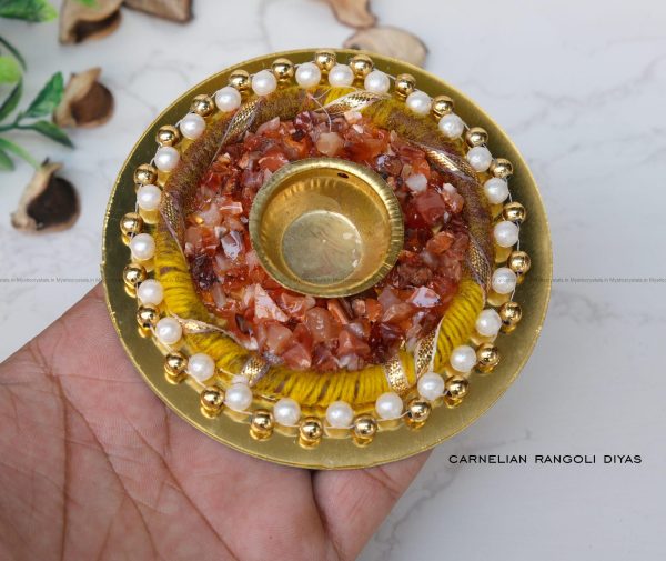 Carnelian Rangoli Crystal Diya