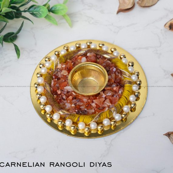 Carnelian Rangoli Crystal Diya