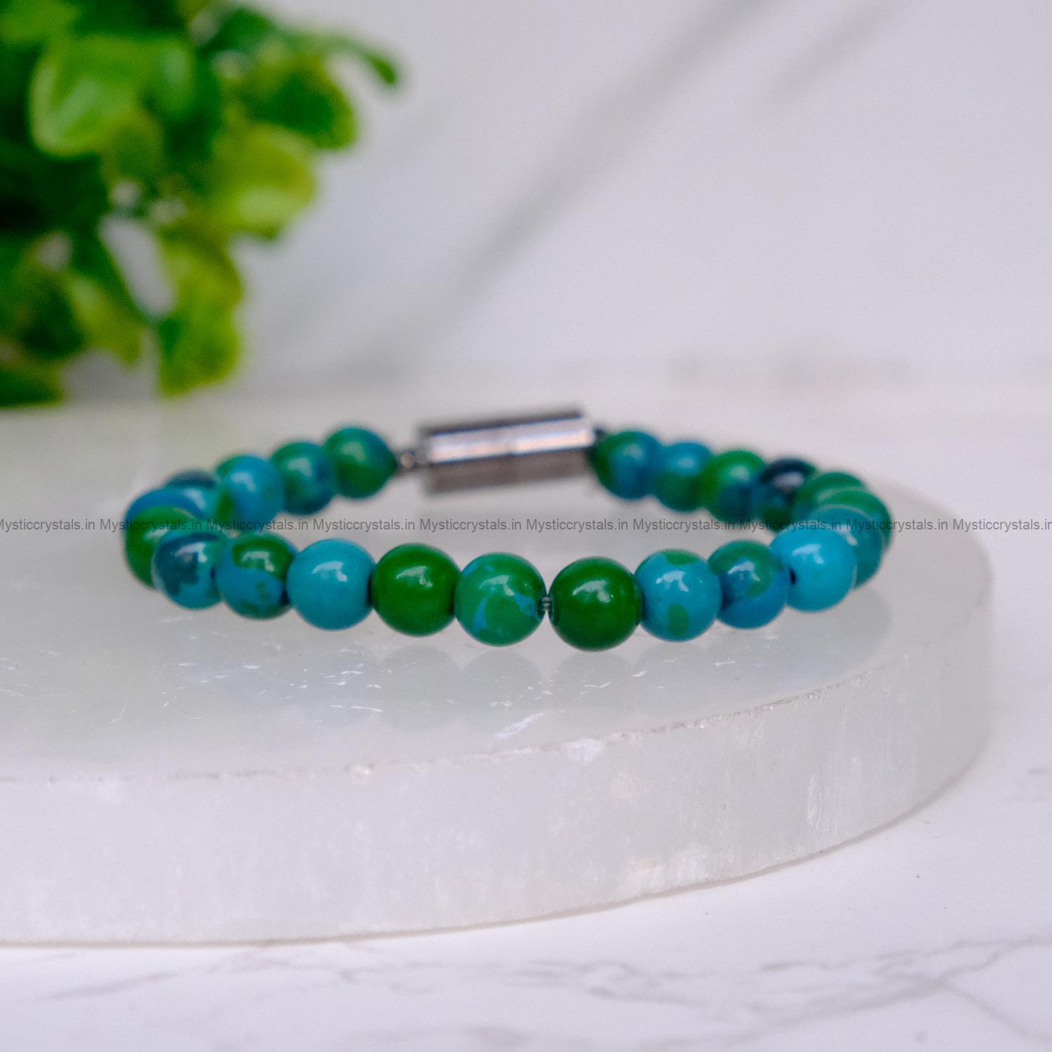 Chrysocolla Metallic Magnetic Bracelet