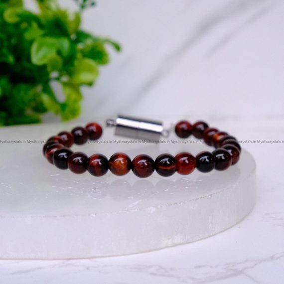 Red Tiger Eye Metallic Magnetic Bracelet