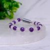 Rose Quartz and Amethyst Metallic Magnetic Bracelet