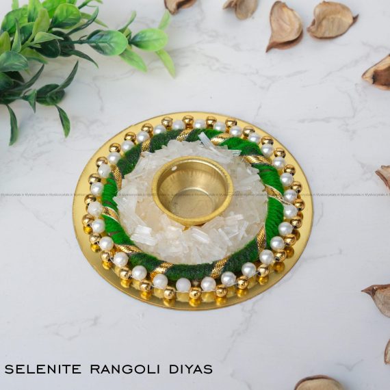 Selenite Rangoli Crystal Diya