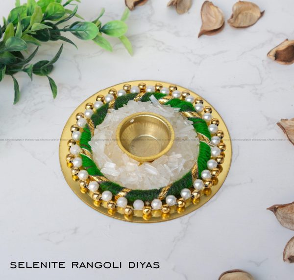 Selenite Rangoli Crystal Diya
