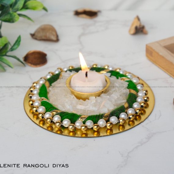Selenite Rangoli Crystal Diya