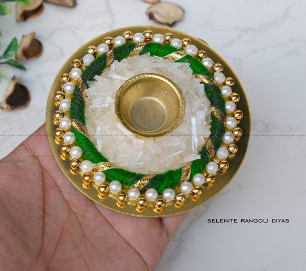 Selenite Rangoli Crystal Diya