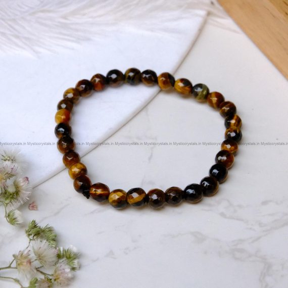 Tiger Eye 6 mm Diamond Cut Bracelet