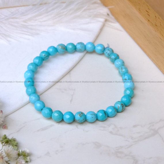 Turquoise 6 mm Diamond Cut Bracelet