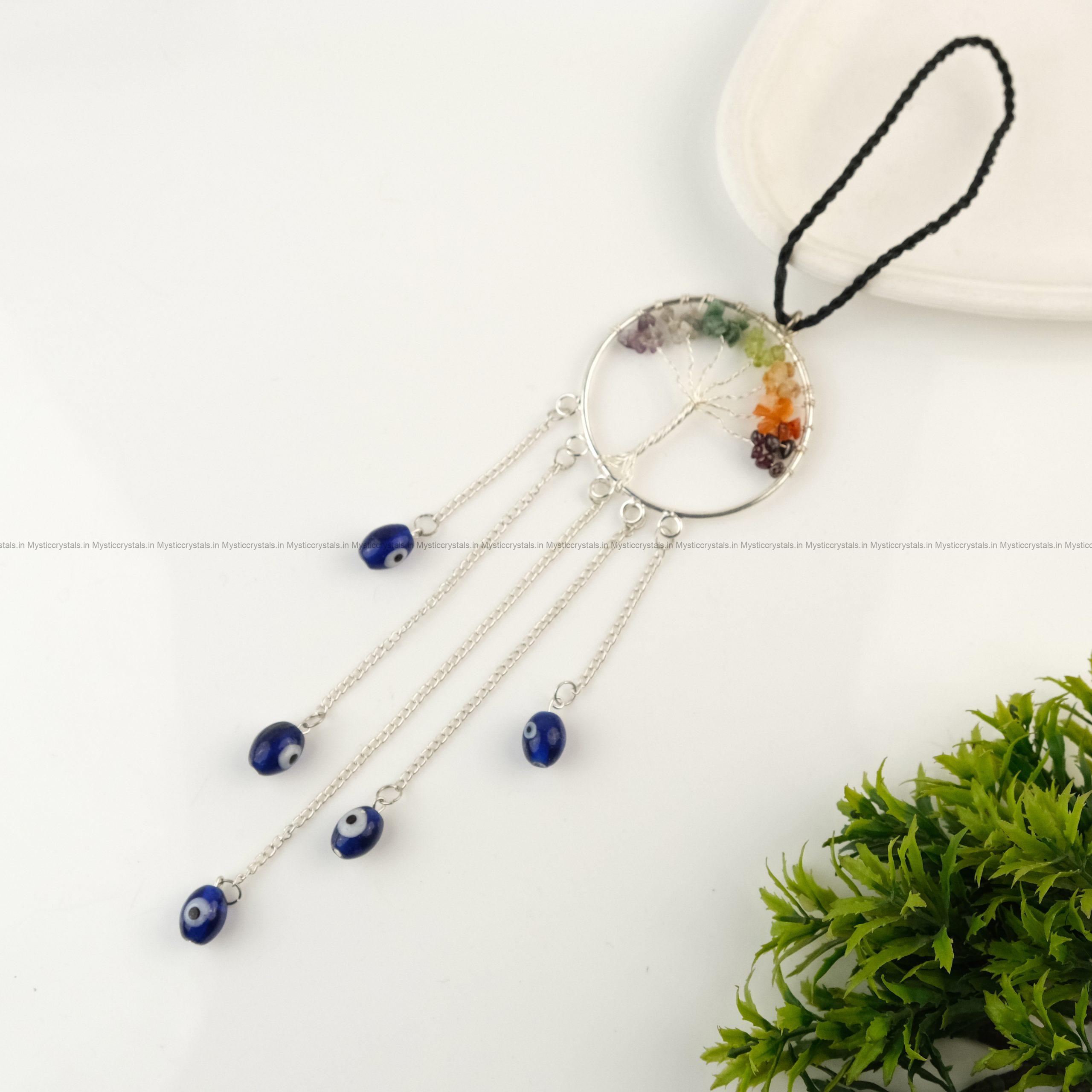 Tree of Life Seven Chakra with Evil Eye Wall Hanging