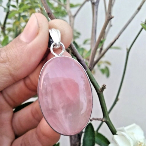 Rose quartz crystal Stone Pendant