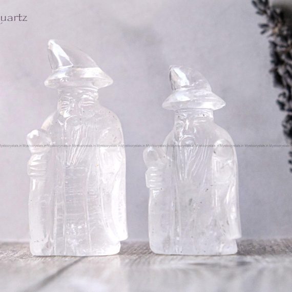 Clear Quartz Crystal Magical Merlin Figurine