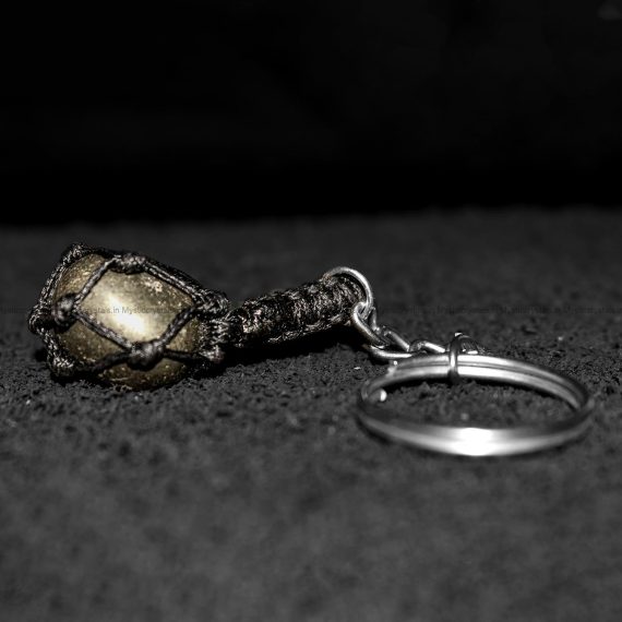 Golden Pyrite Crystal Keychain