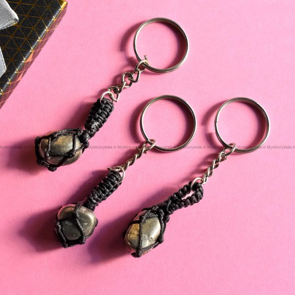Golden Pyrite Crystal Keychain