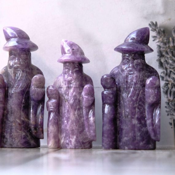 Lepidolite Crystal Magical Merlin Figurine