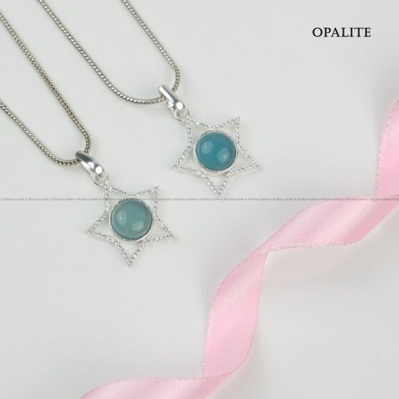 Opalite Sterling Silver Star Pendant With Chain