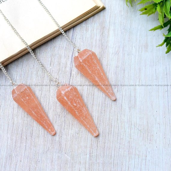 Orange Selenite Crystal Dowser Pendulum