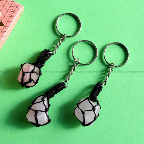 Rose Quartz Crystal Keychain