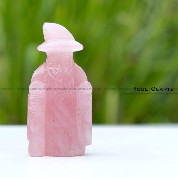 Rose Quartz Crystal Magical Merlin Figurine