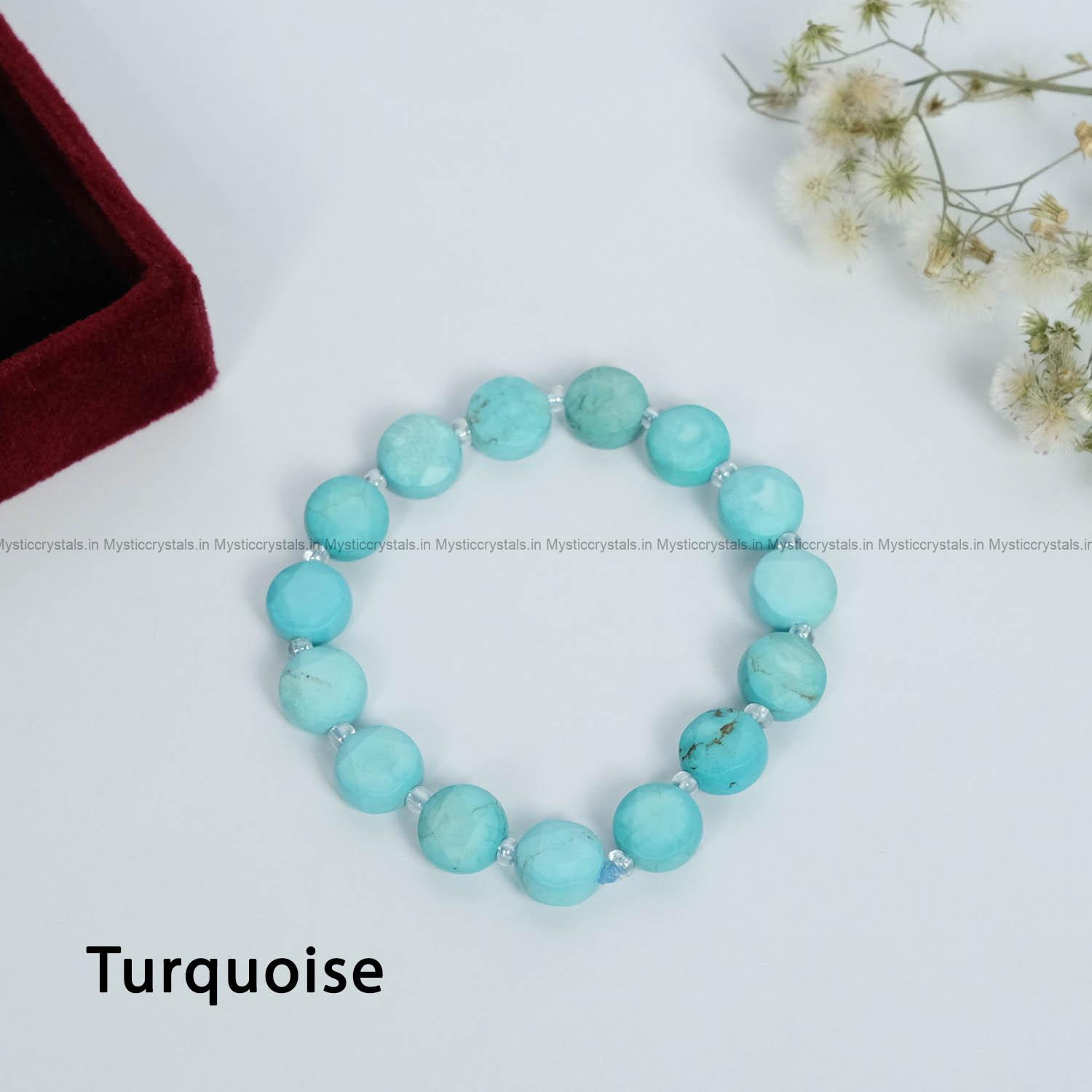 Faceted Flat bead Turquoise Bracelet