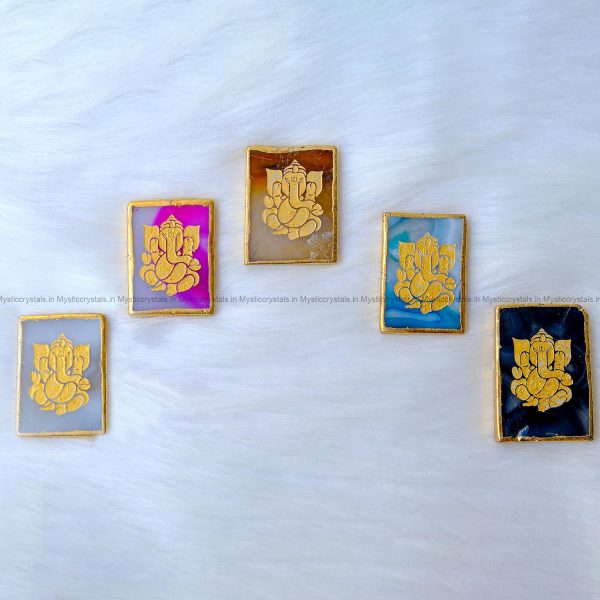 Golden Ganesha Onyx Blessing Stone