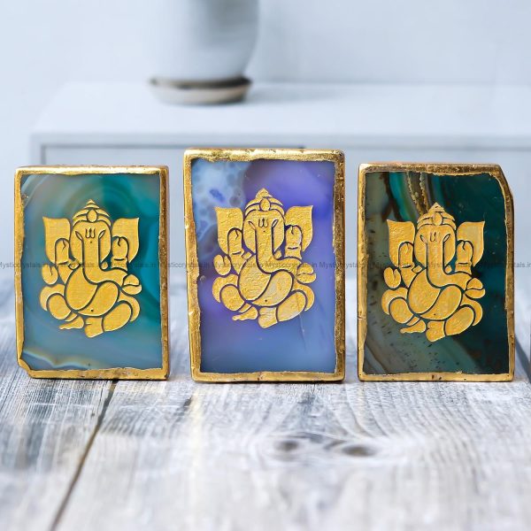 Golden Ganesha Onyx Blessing Stone