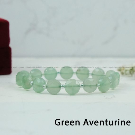 Exclusive Circular Faceted Flat bead Green Aventurine Bracelet