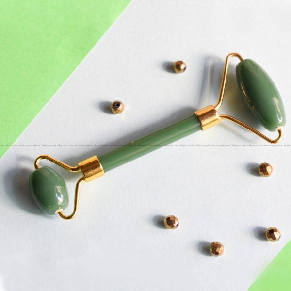 Green Aventurine Roller Massager With Gua Sha