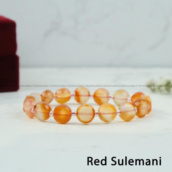 Exclusive Circular Faceted Flat bead Carnelian Bracelet