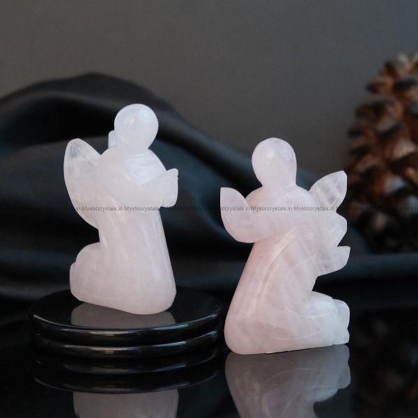 Rose Quartz Crystal Praying Angel