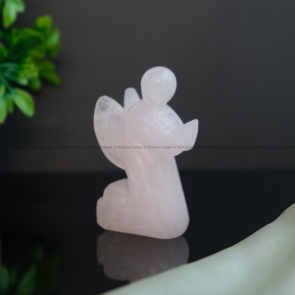 Rose Quartz Crystal Praying Angel