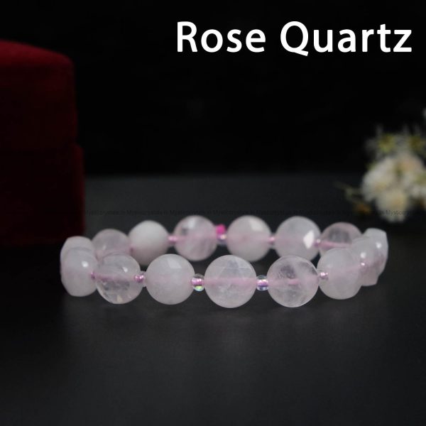 Exclusive Circular Faceted Flat bead Rose Quartz Bracelet - Image 2