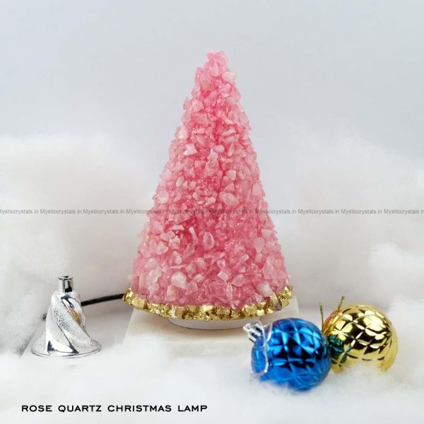 Rose Quartz Crystal Christmas Tree Lamp